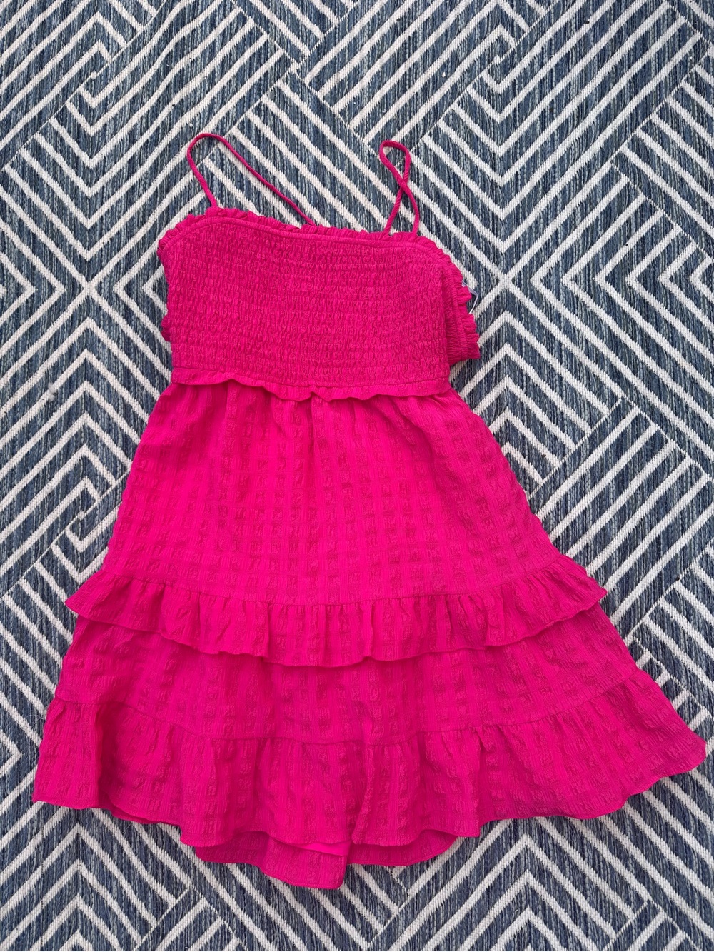 Lulu's Hot Pink Smocked Ruffle Mini Dress - Picture 3 of 5